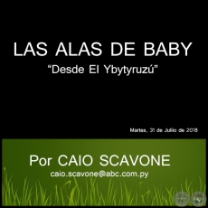 LAS ALAS DE BABY - Desde El Ybytyruz - Por CAIO SCAVONE - Martes, 31 de Juliio de 2018